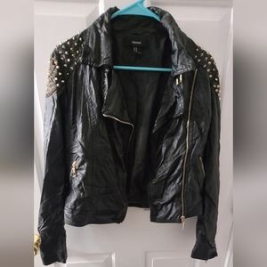 Gold studded faux leather jacket